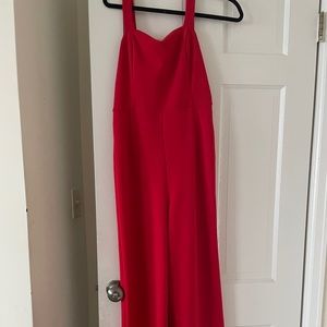 Red straight neckline jumpsuit